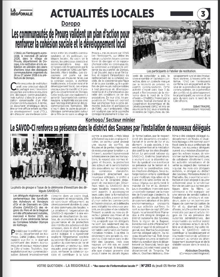 La Régionale - Le SAVOD-CI renforce sa présence dans le district des Savanes par l'installation de nouveaux délégués